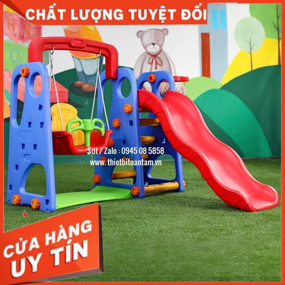 hàng chất lượng -  Cầu trượt xích đu hình con voi có rổ chơi bóng cao cấp, chất lượng nhất