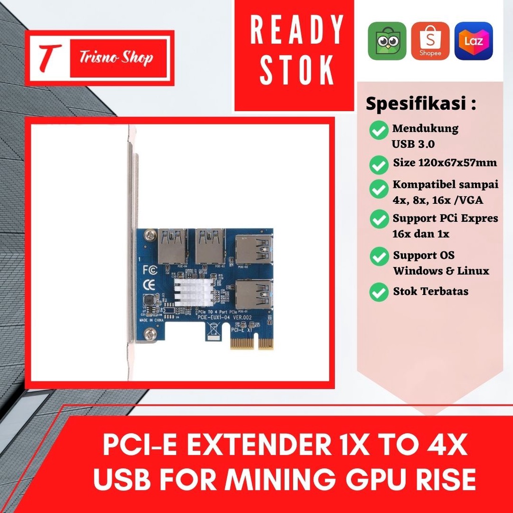 Bảng mạch mở rộng PCI-E 1x sang 4x USB cho Mining GPU | BigBuy360 - bigbuy360.vn