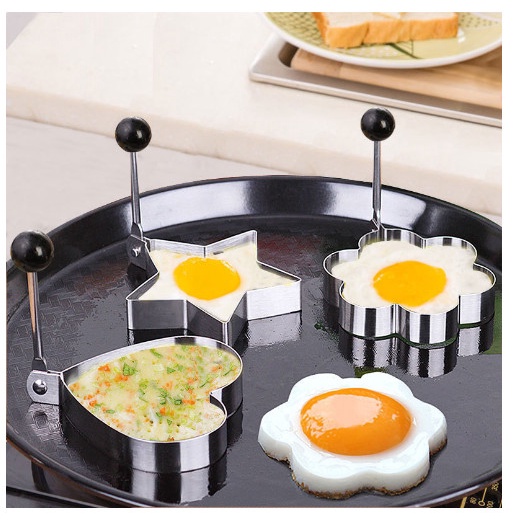 Khuôn Rán Trứng Ốp La, Bánh - Khay Chiên Tạo Nhiều Hình Cute Có Núm Cầm