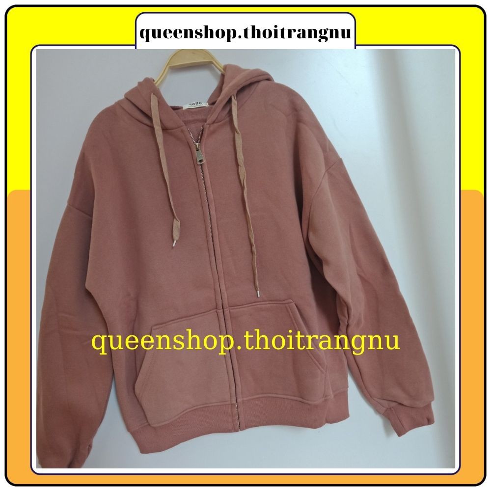 Áo khoác hoodie nỉ trơn unisex , áo nỉ mũ ulzzang có khóa kéo chất đẹp Queenshop