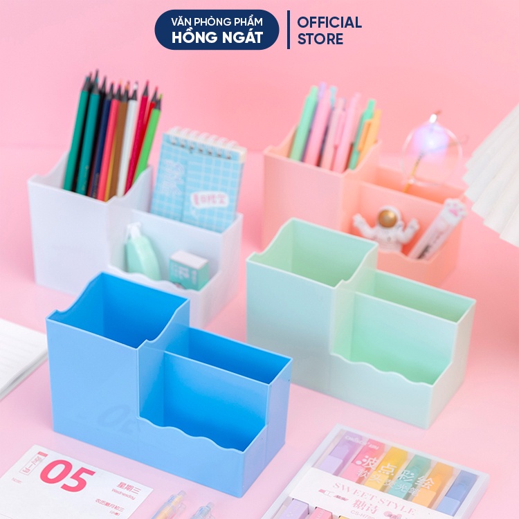 Ống đựng bút nhiều ngăn, hộp đựng bút để bàn cute đa năng giá rẻ đồ dùng học tập dễ thương văn phòng phẩm OB10