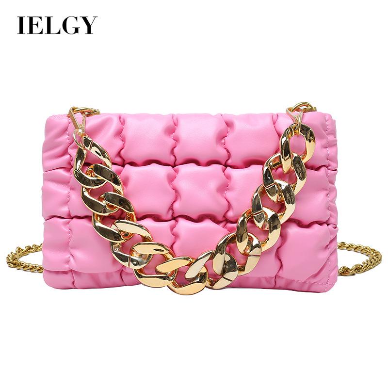 Túi đeo chéo IELGY hình vuông nhỏ phối dây xích dày nhiều màu lựa chọn cho nữ