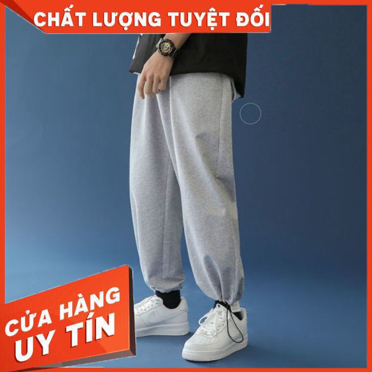 Quần jogger trơn thể thao dây rút mặc được 2 kiểu bó ống và ống suông siêu đẹp