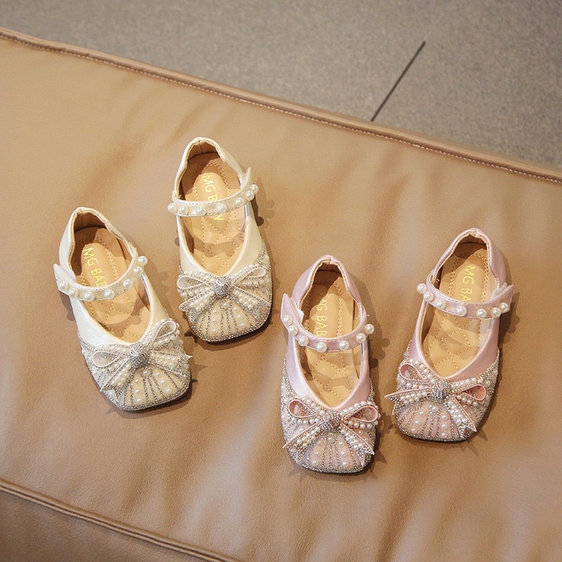 &lt;MẪU MỚI &gt;Giày búp bê đính đá cho bé siêu xinh da mềm chính hãng MG baby