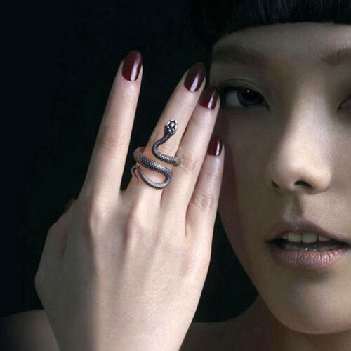 Nhẫn thép không gỉ hình rắn phong cách gothic cho nam nữ