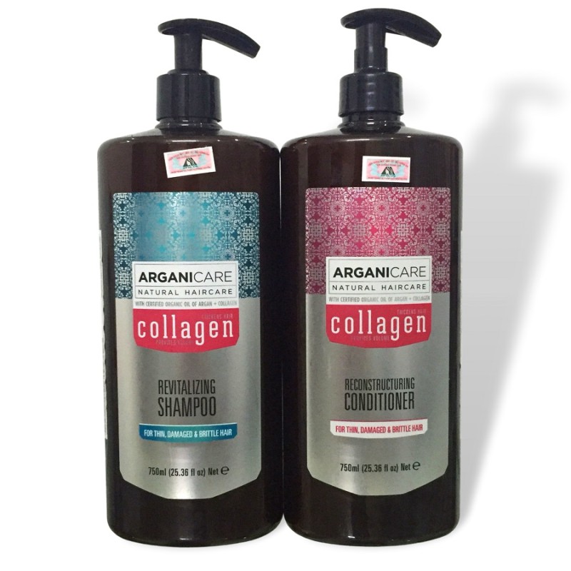 Cặp dầu gội xả ARGANICARE Collagen Reconstructuring Shampoo & Conditioner For Thin, Damaged & Brittle Hair 750ml