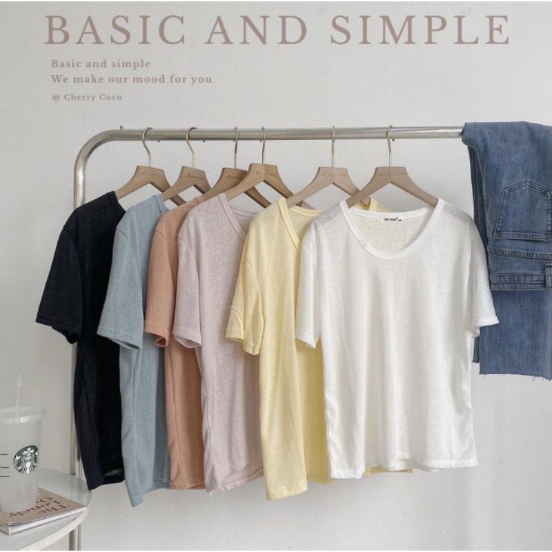 ÁO PHÔNG GIẤY FORM RỘNG CỔ TRÒN MÀU TRƠN BASIC  - ÁO THUN TRƠN CỔ TRÒN | BigBuy360 - bigbuy360.vn