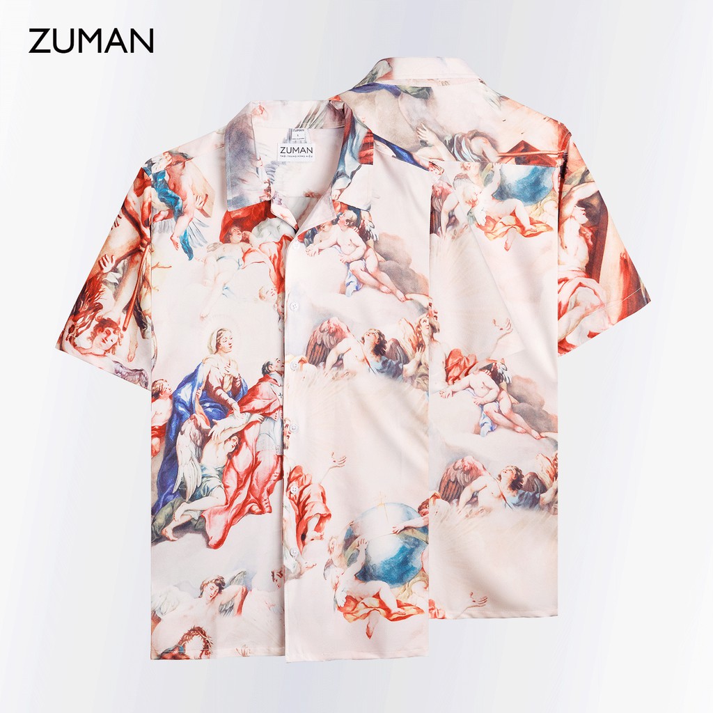 Áo sơ mi nam họa tiết thiên thần JUSTICE ANGEL ASM207 ZUMAN  Fulltag, Chuẩn cao cấp, lụa vân chéo 100% | BigBuy360 - bigbuy360.vn
