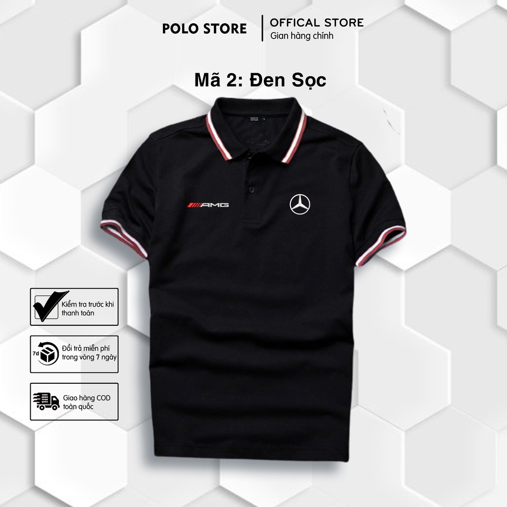 | LOGO THÊU | Áo thun Polo Mercedes Cao Cấp - Polo Merc có cổ Logo Thêu Hãng Xe Ô tô nhiều màu Sang Trọng