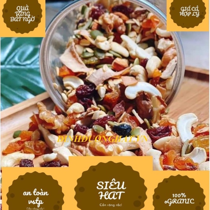 Granola siêu hạt 500Gram không yến mạch, Ngũ cốc giảm cân có đầy đủ các loại hạt dinh dưỡng_tổng kho dinhduonghat.vn