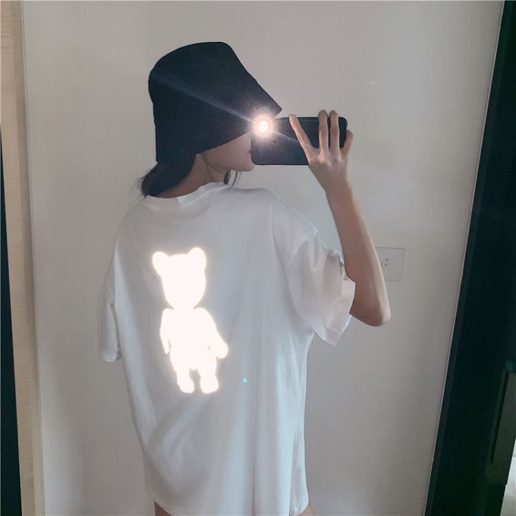 Áo thun phản quang tay lỡ nam nữ Gấu 02