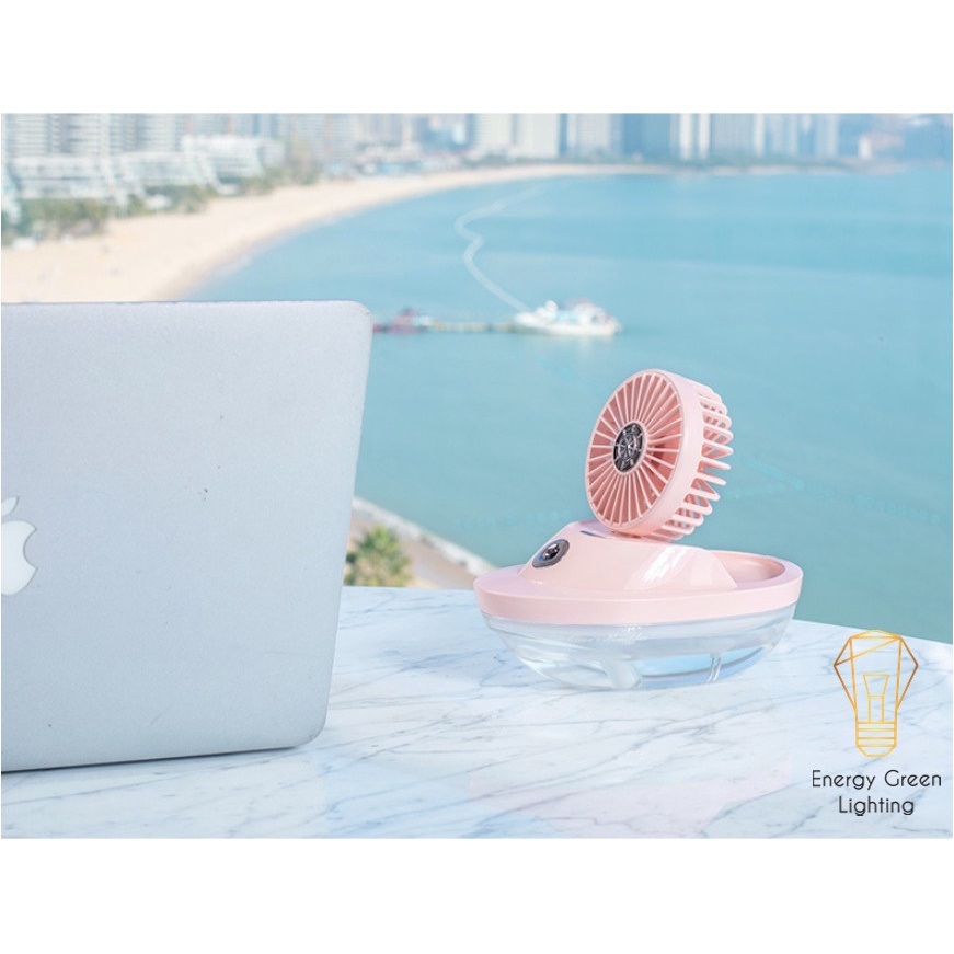 Quạt Phun Sương Energy Green Lighting Tích Điện SX-HF01 - Kiểu Dáng Du Thuyền - Khếch Tán Tinh Dầu, Tạo Ẩm