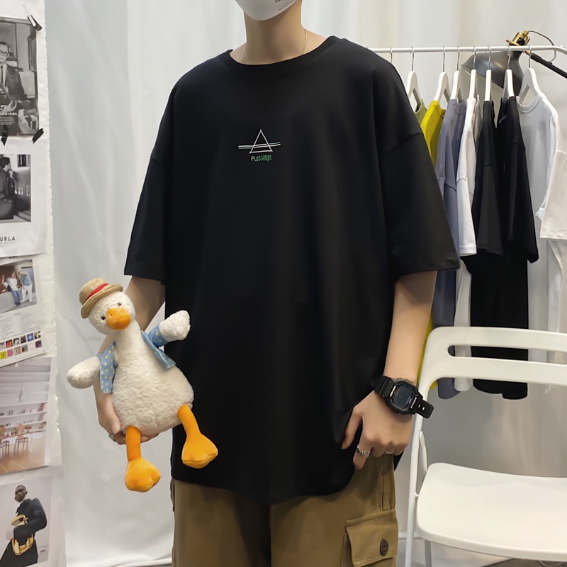 Áo Thun 3158 Fujsxejs PEONYB Unisex [FREESHIP]  Phông form rộng tay lỡ, pull in hình tam giác vintage cá tính Ulzzang