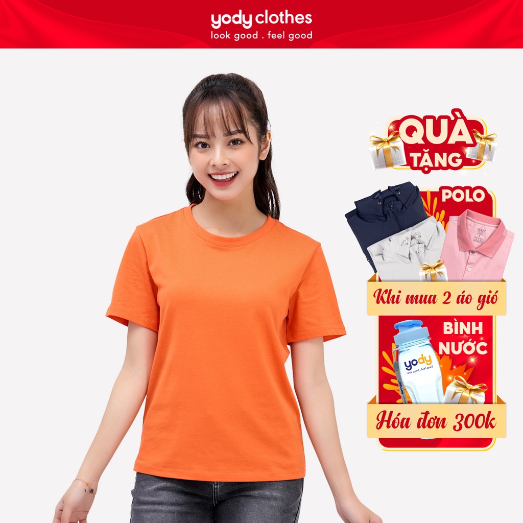 Áo thun nữ YODY vải cotton in chữ look good feel good cá tính TSN5284