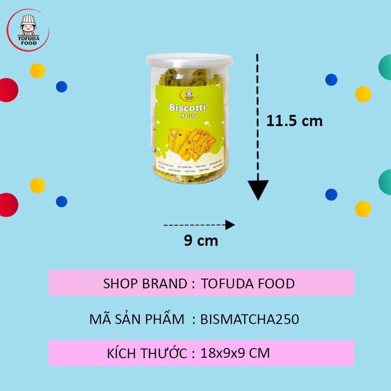 Bánh Biscotti nguyên cám ăn kiêng vị trà xanh tăng cơ dành cho người giảm cân, tiểu đường, eatclean TOFUDA BISMATCHA250 | BigBuy360 - bigbuy360.vn