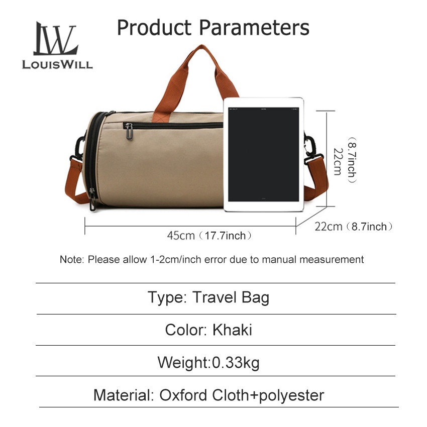 Túi xách du lịch LOUISWILL bằng vải oxford chống thấm nước tiện dụng dành cho nam và nữ
