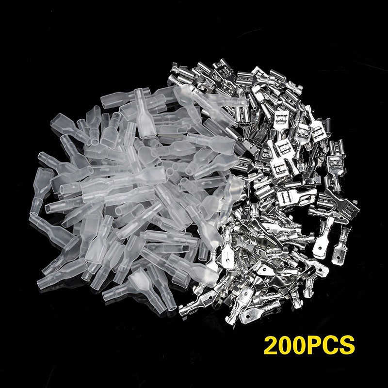 200 chiếc 2.8/4.8/6.3mm thiết bị đầu cuối uốn/ 50 chiếc đầu nối ổ cắm/ 50 chiếc đầu nối đầu cắm/ 100 miếng cách nhiệt
