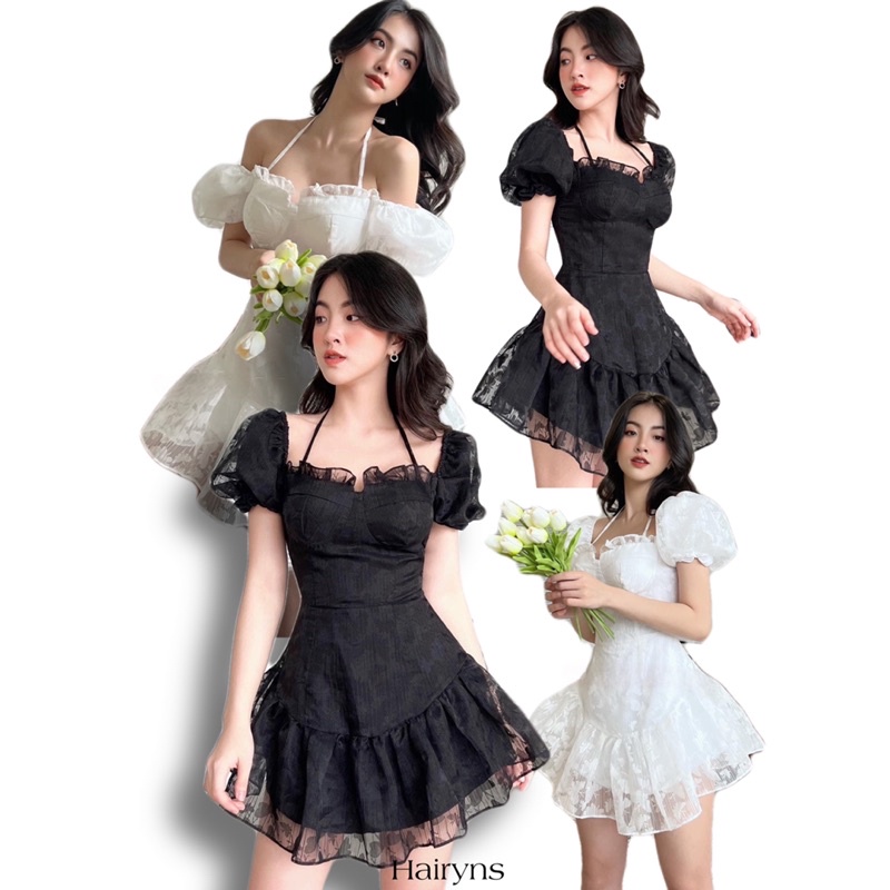 HAIRYNS | Váy thiết kế tơ trễ vai tay phồng Lily Dress