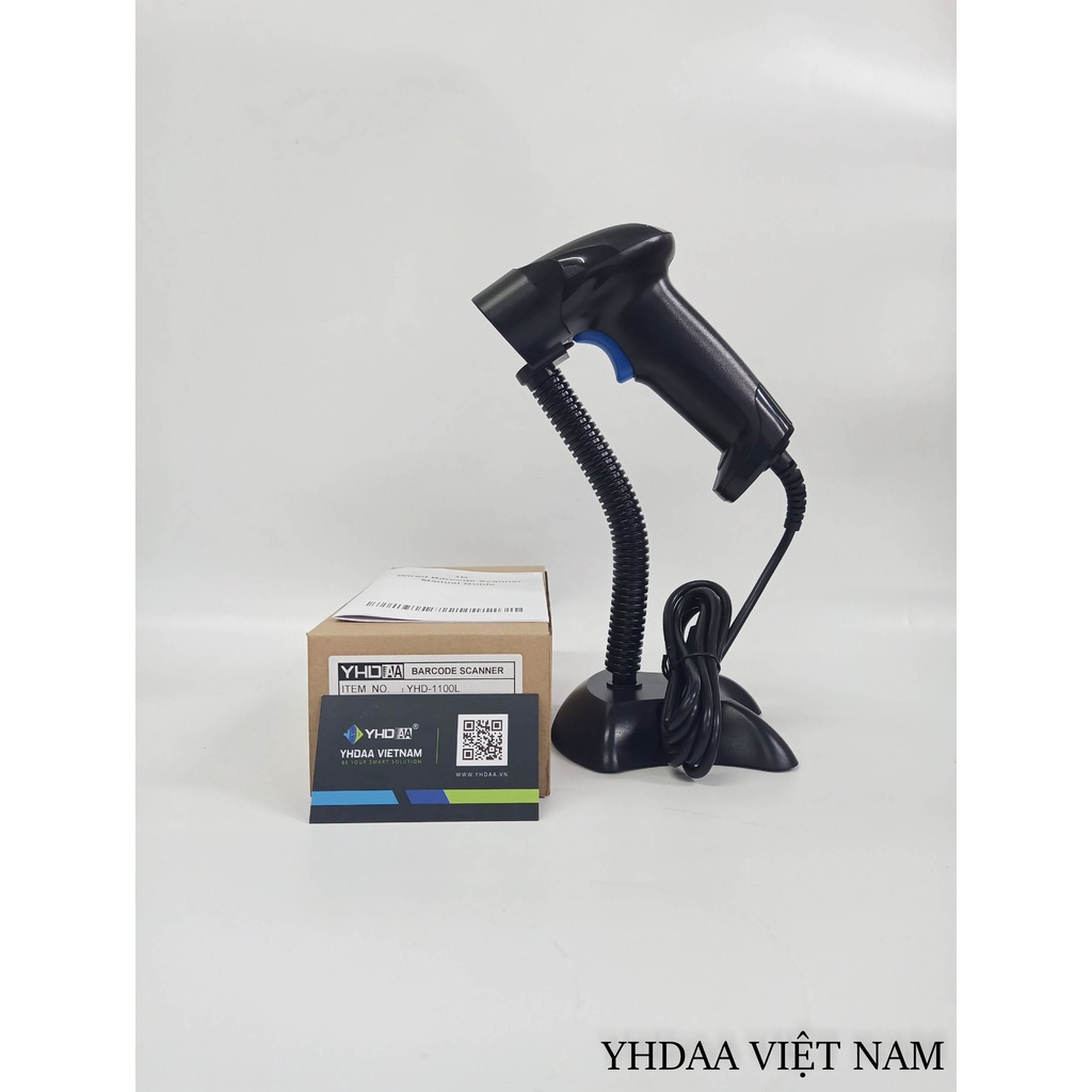 Máy Scan mã vạch YHD 1100L 1D, Đầu đọc Barcode tia Laser 1D kết nối Máy tính hỗ trợ kiểm soát đơn hàng - Kèm đế