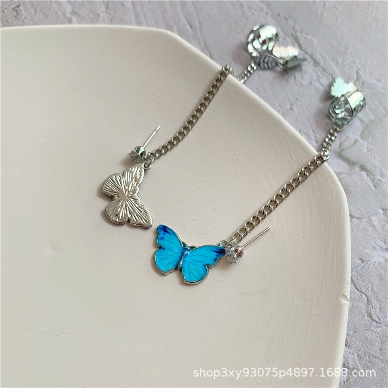 Khuyên tai tua rua phối hình bướm phong cách punk Hàn Quốc cho nữ