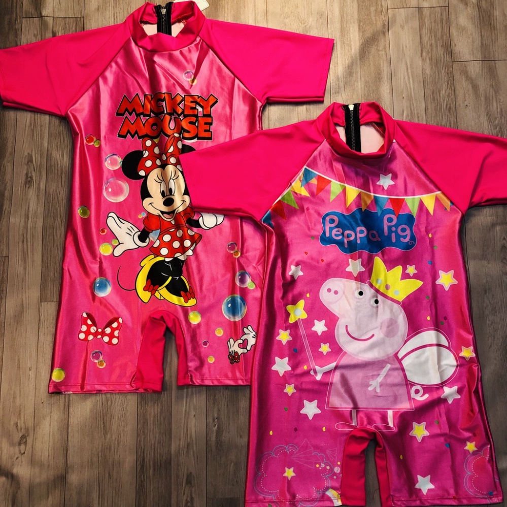 Đồ bơi bé gái liền thân hoạ tiết Người nhện ngắn tay chất liệu vải nhập khẩu nhanh khô (3-12 tuổi) mẫu 2023