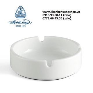 Gạt tàn thuốc tròn sứ trắng Minh Long - gạt tàn thuốc tròn sứ trắng