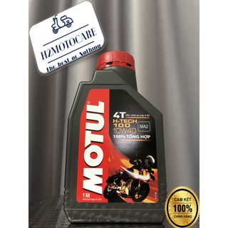(CÓ TẶNG PHỄU THAY NHỚT) Nhớt MOTUL H-TECH 100 10W40 1 Lít  (Có mã QR check hàng chính hãng )