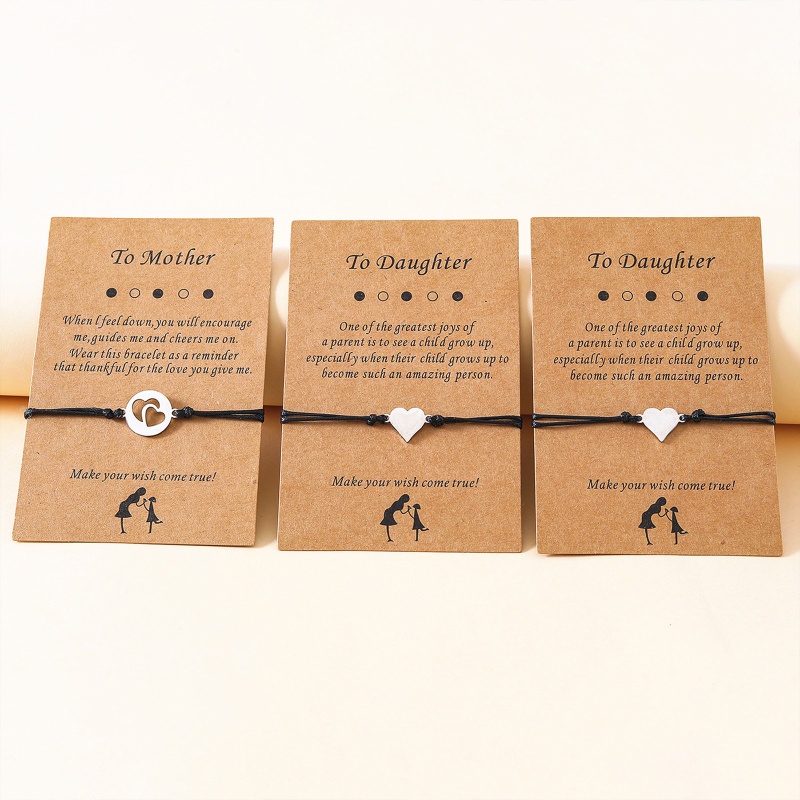 Flgo set 3 Vòng Tay Hình Trái Tim Rỗng Ghép Khắc Chữ Cho Mẹ Và Con Gái