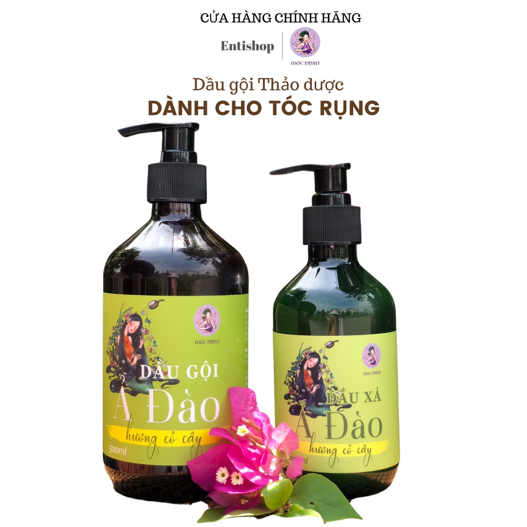 Dầu gội thảo dược Ả đào, bồ kết thiên nhiên cỏ cây giảm rụng, giúp tóc chắc khỏe MỘC NHAN 500ml