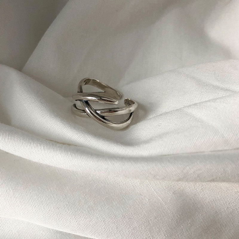 Bộ Nhẫn Hở Màu Bạc Hình Trái Tim Độc Đáo Thời Trang Cho Nữ