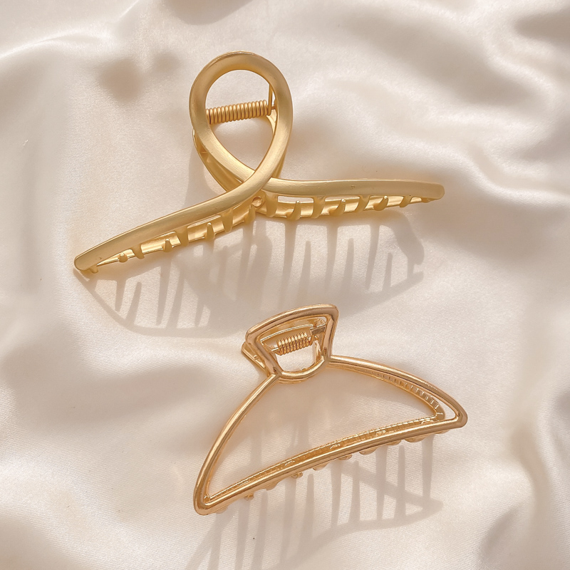 Kẹp Tóc Càng Cua Bằng Kim Loại Màu Trơn Đơn Giản Thanh Lịch Cho Nữ