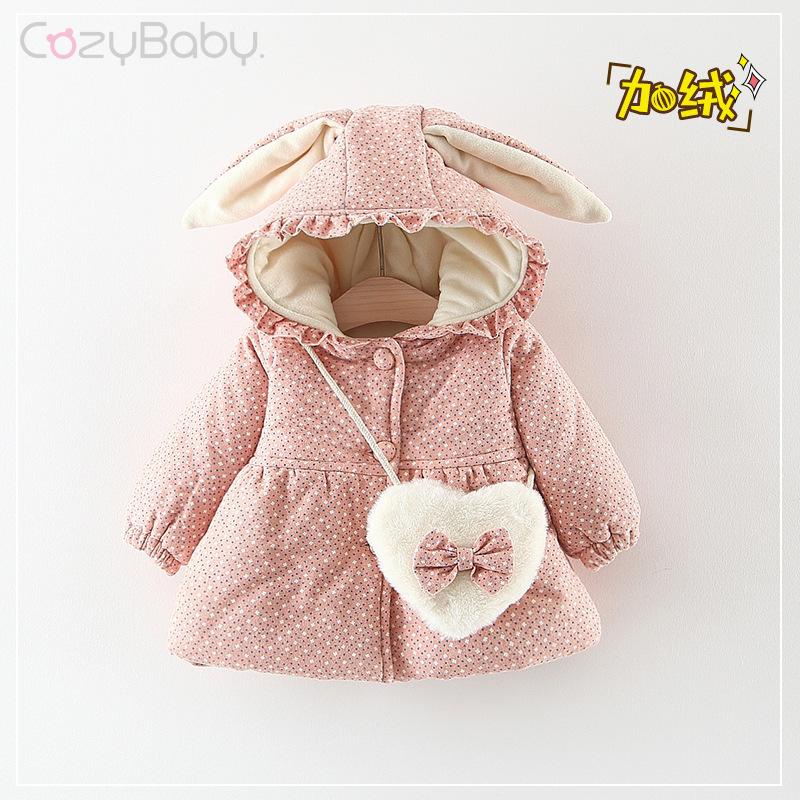 Áo Khoác Cotton Dày Dặn Có Mũ Trùm Xinh Xắn Theo Phong Cách Mùa Đông Dành Cho Bé Gái