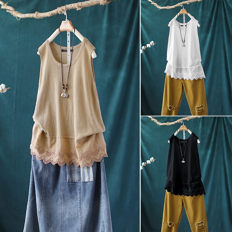 Áo ZANZEA Không Tay Phối Ren Thời Trang Cho Nữ | BigBuy360 - bigbuy360.vn