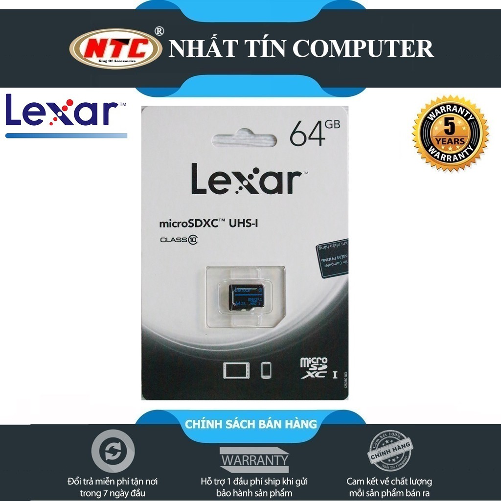 Thẻ nhớ MicroSDXC Lexar 64GB Class 10 U1 100Mb/s (Xanh)