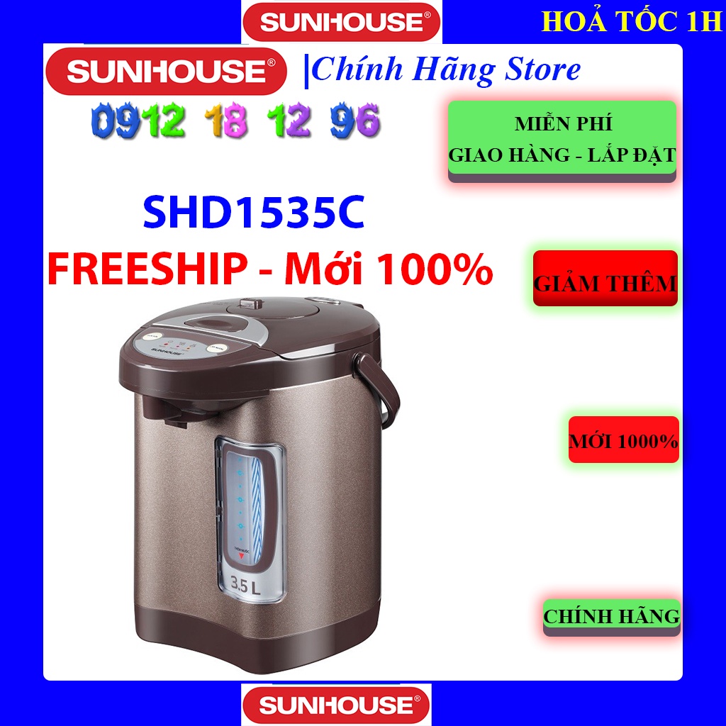 [Mã ELHAMS5 giảm 6% đơn 300K] [SUNHOUSE SHD1535C] BÌNH THỦY ĐIỆN 3.5 L SUNHOUSE SHD1535C, Bảo hành chính hãng 12 tháng.