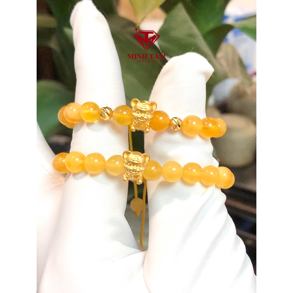 Vòng hổ #phách vàng bơ charm tuổi Hổ 24k mẫu mới 2022 cho bé-Minh Tâm Jewelry