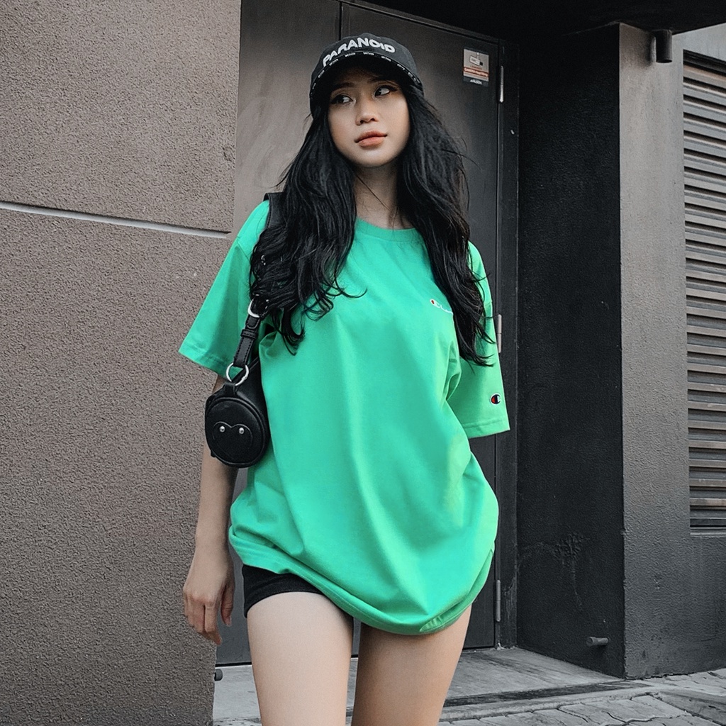 Áo thun Champion Màu Xám Đậm Chất Liệu Cotton Thoáng Mát