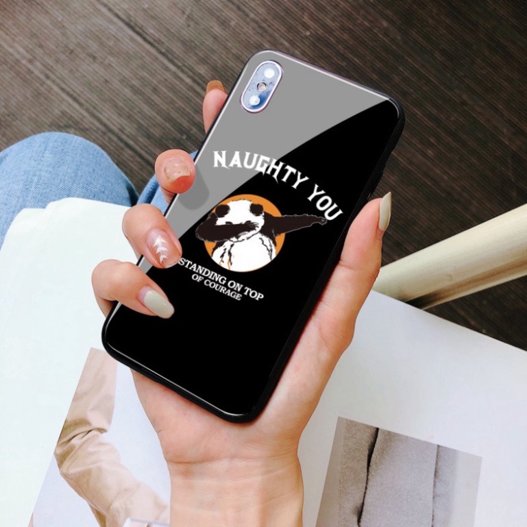 Ốp lưng iphone 6, 7, 8 Plus, X, XS, XR, XSMAX, 11, 11PRO, 11 PROMAX, 12, 13 PROMAX  panda xinh tươi BẰNG KÍNH PKVN