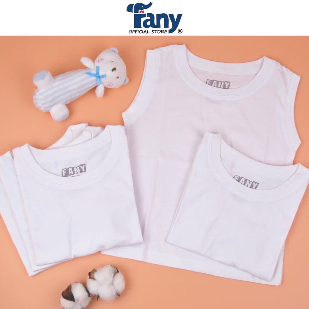 Combo 5 Áo Thun Sát Nách Cho Bé Màu Trắng  Vải Cotton Mặc Nhà Mát, Vải Mềm Mịn Chất Đẹp Fany