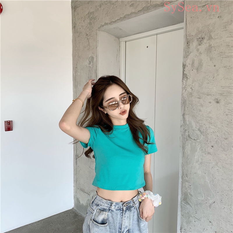 Áo Thun Cotton Ngắn Tay Thời Trang Hàn Quốc Cho Nữ