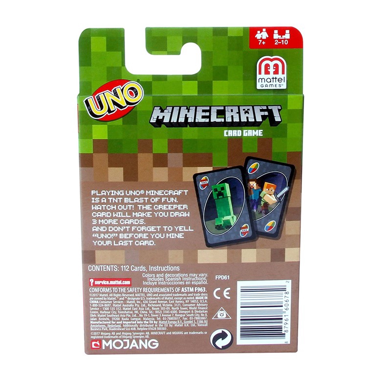 Bộ bài UNO phong cách Minecraft chất lượng cao tiện lợi