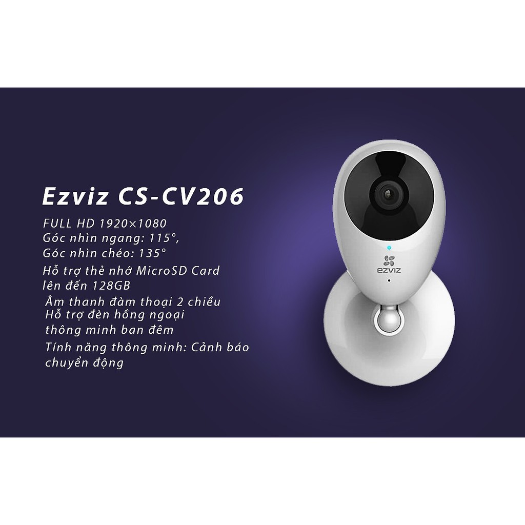 [Mã ELMS4 giảm 7% đơn 500K] Camera IP Wifi EZVIZ C2C CS-CV206 (1080P)