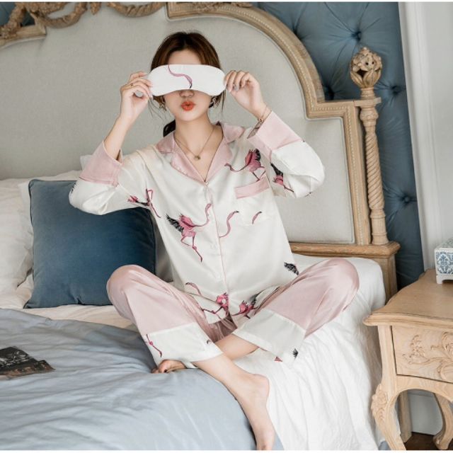 Sét bộ lụa satin dài hạc