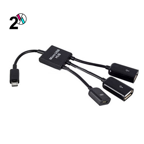 Dây cáp chuyển đổi 3 trong 1 Micro USB HUB OTG Male sang Female USB 2.0 cho Samsung | BigBuy360 - bigbuy360.vn
