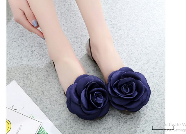 Giày nhựa hoa hồng vải lụa, , )