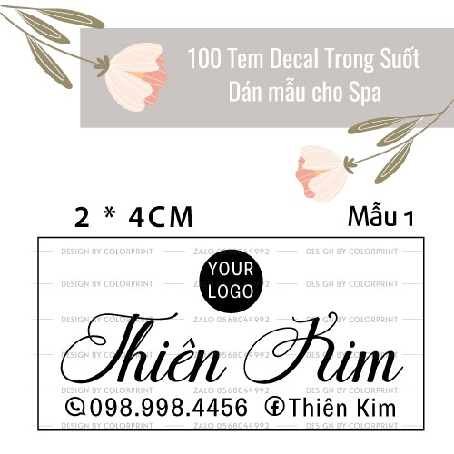 Combo 100 Tem/ Sticker Dán Mẫu Spa