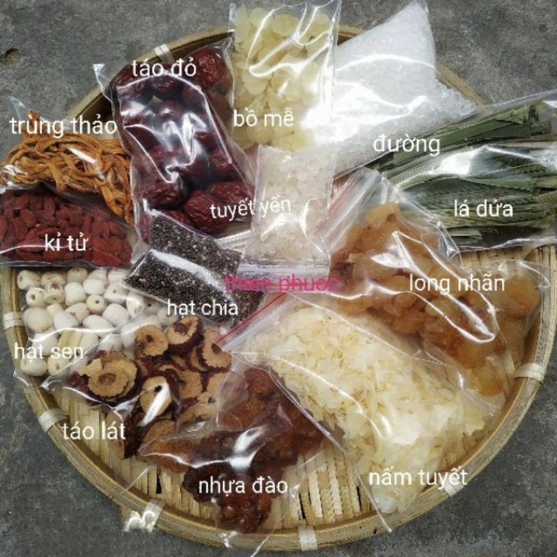 Set Chè Dưỡng Nhan 13 Vị 500g, Tặng Nấm Đông Trùng Hạ Thảo, 500g nấu hơn 20 chai