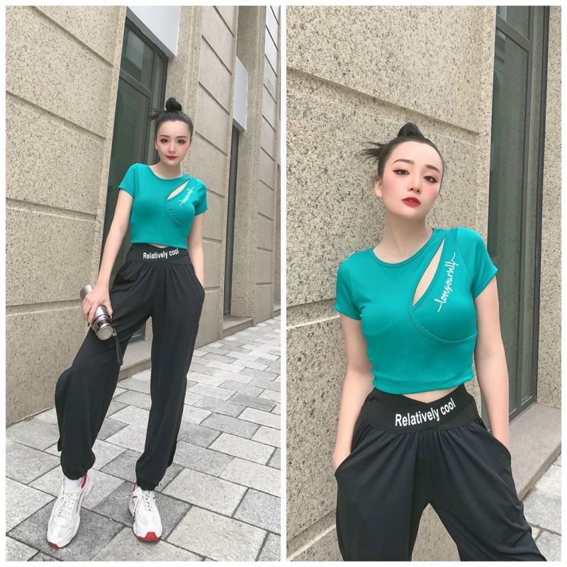 BỘ ÁO CROPTOP LOVE QUẦN COOL CÓ TÁCH ÁO LẺ QUẦN ZUMBA LẺ TẬP ZUMBA GYM NHẢY NỮ