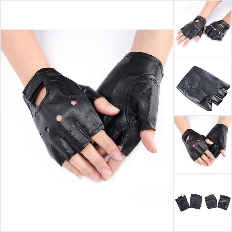 【COD•tope】PU Leather Black Driving Motorcycle Biker Fingerless Gloves Men Wome