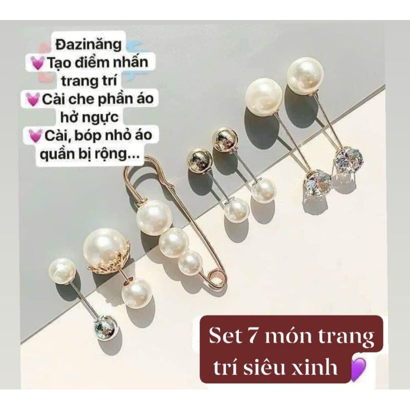 🎀Set phụ kiện cài trang trí áo, quần, mũ 7 món giả ngọc🎀 FREESHIP